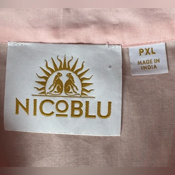 Nicoblu Maharani Tunic Blush Pink Embroidered in Gold Filigree Top size PXL - Picture 7 of 13